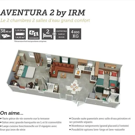 Kokua Presente Mobil Residentiel Toutes Options 4 Etoiles Camping Canet-en-Roussillon